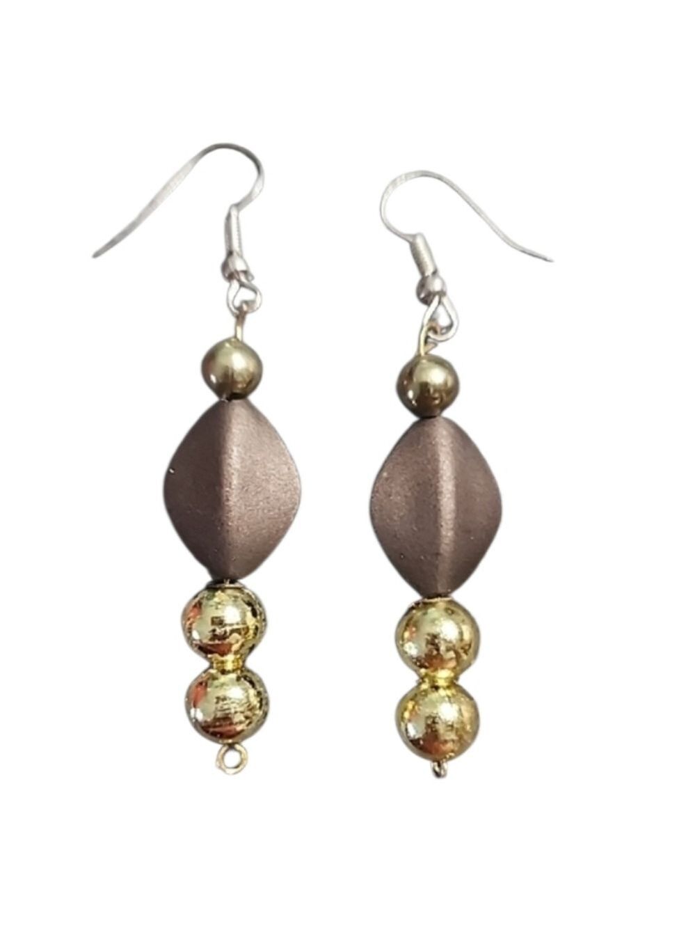 💥5 For $15💥Goldtone and Brown Dangle Earrings - Picture 1 of 2